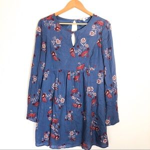 Boho Floral Tunic Dress, Long Sleeves